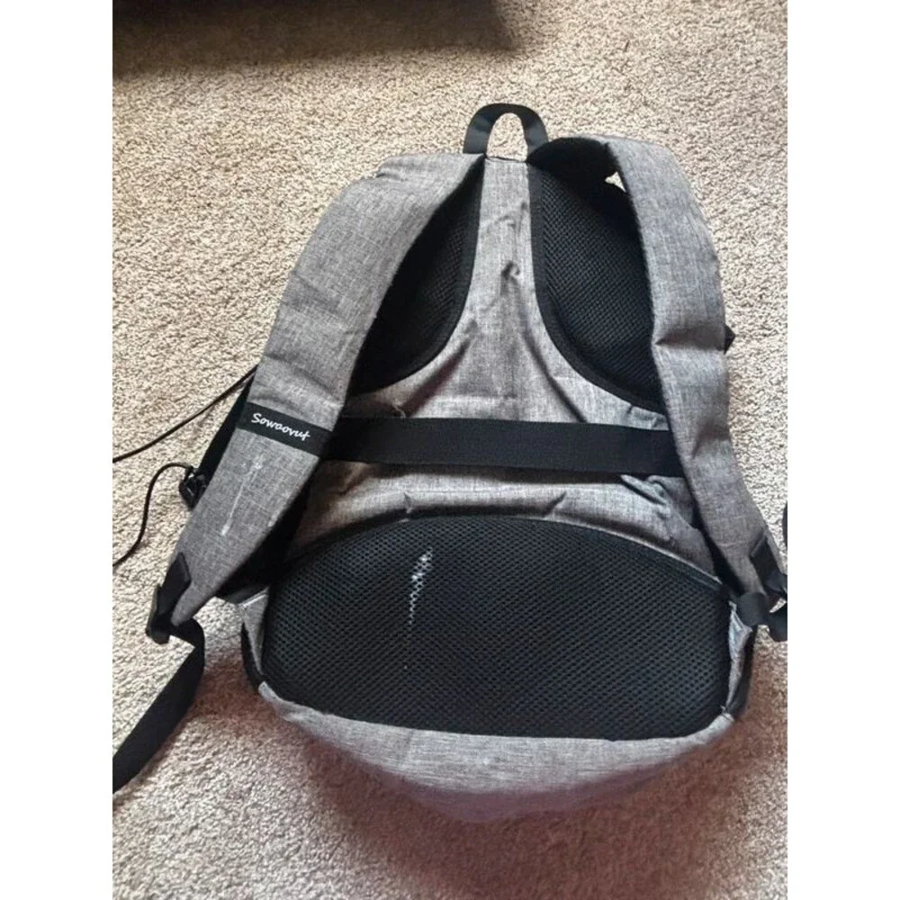 Sowaovut Gray Laptop Backpack with Built-In USB Charger